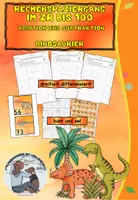 Vorschau - Arbeitsblätter - Rechenspaziergang im Zahlenraum 100, Dinosaurier, Addition, Subtraktion, mit Zehnerübergang - Deckblatt