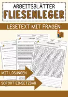 Vorschau - Arbeitsblätter - Fliesenleger Beruf Arbeitsblätter mit Fragen + Lösungen Deutsch DaZ AB - Deckblatt