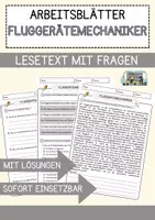 Vorschau - Arbeitsblätter - Fluggerätemechaniker Beruf Arbeitsblätter mit Fragen + Lösungen Deutsch DaZ AB - Deckblatt