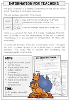 Vista previa - Hojas de trabajo - ALL ABOUT AUSTRALIA - Reading Comprehension (2-times differentiated + Conversation Strips) - página 1