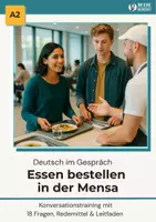 Vorschau - Stationenlernen - Dialog A2 Essen in einer Mensa bestellen - Deckblatt