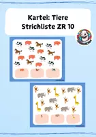 Vorschau - Stationenlernen - Strichliste im ZR bis 10 - Kartei Tiere - Deckblatt
