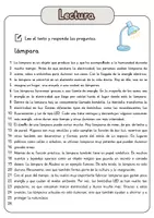 Vista previa - Hojas de trabajo - Comprensión lectora – lámpara + soluciones (con reserva didáctica) - página 1