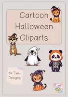 Vorschau - Bildkarten - Cliparts-Set: Cartoon Halloween Tiere - Deckblatt