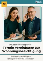 Vorschau - Arbeitsblätter - Dialog A2: Einen Termin zur Wohnungsbesichtigung vereinbaren - 18 Fragen inkl. Redemittel & Leitfaden - Deckblatt