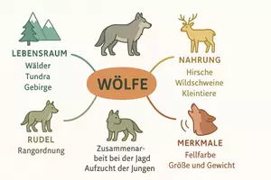 Vorschau - Arbeitsblätter - AB mit Fragen zum Thema "Wölfe" + Lösungsblatt + Mindmap + Infografik - Seite 2