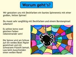 Vorschau - Stundenentwürfe - Kunstprojekt „Buntes Spinnennetz“ – Schritt-für-Schritt-Anleitung mit Deckfarben - Seite 2