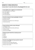 anteprima - Quiz - La densità e la galleggiabilità dei corpi - Pagina 1