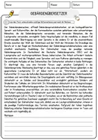 Vorschau - Arbeitsblätter - Gebärdenübersetzer Beruf Arbeitsblätter mit Fragen + Lösungen Deutsch DaZ AB - Seite 1
