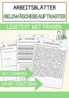 Vorschau - Arbeitsblätter - Geldwäschebeauftragter Beruf Arbeitsblätter mit Fragen + Lösungen Deutsch DaZ AB - Deckblatt