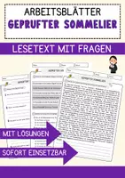 Vorschau - Arbeitsblätter - Geprüfter Sommelier Beruf Arbeitsblätter mit Fragen + Lösungen Deutsch DaZ AB - Deckblatt