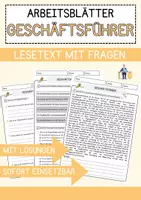 Vorschau - Arbeitsblätter - Geschäftsführer Beruf Arbeitsblätter mit Fragen + Lösungen Deutsch DaZ AB - Deckblatt