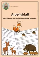 Vorschau - Arbeitsblätter - Lesetexte und Fragen zu Waldtieren - Deckblatt