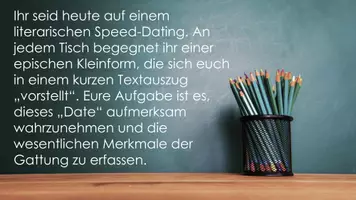 Vorschau - Stundenentwürfe - Speed Dating: Epische Kleinformen wiederholen - Seite 1