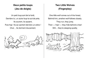 Aperçu - Feuilles d'exercices - Deux petits loups (jeu de doigts maternelle /CP) (FR-EN) - Page 2