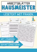 Vorschau - Arbeitsblätter - Hausmeister Beruf Arbeitsblätter mit Fragen + Lösungen Deutsch DaZ AB - Deckblatt