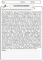 Vorschau - Arbeitsblätter - Hochofentechniker Beruf Arbeitsblätter mit Fragen + Lösungen Deutsch DaZ AB - Seite 1