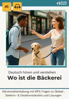 Aperçu - Feuilles d'exercices - Compréhension orale A1 : Où est la boulangerie ? – avec transcription, MP3 & extrait audio - Page de couverture