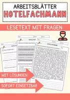 Vorschau - Arbeitsblätter - Hotelfachmann Beruf Arbeitsblätter mit Fragen + Lösungen Deutsch DaZ AB - Deckblatt