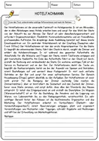 Vorschau - Arbeitsblätter - Hotelfachmann Beruf Arbeitsblätter mit Fragen + Lösungen Deutsch DaZ AB - Seite 1