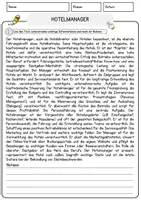 Vorschau - Arbeitsblätter - Hotelmanager Beruf Arbeitsblätter mit Fragen + Lösungen Deutsch DaZ AB - Seite 1