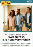 Vorschau - Arbeitsblätter - Hörverstehen A2: Wer zieht in die neue Wohnung? – inkl. Skript, MP3 & Hörprobe - Deckblatt