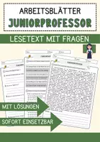 Vorschau - Arbeitsblätter - Juniorprofessor Beruf Arbeitsblätter mit Fragen + Lösungen Deutsch DaZ AB - Deckblatt