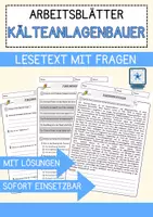 Vorschau - Arbeitsblätter - Kälteanlagenbauer Beruf Arbeitsblätter mit Fragen + Lösungen Deutsch DaZ AB - Deckblatt