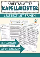 Vorschau - Arbeitsblätter - Kapellmeister Beruf Arbeitsblätter mit Fragen + Lösungen Deutsch DaZ AB - Deckblatt