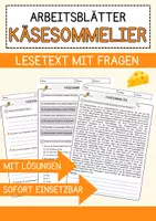 Vorschau - Arbeitsblätter - Käsesommelier Beruf Arbeitsblätter mit Fragen + Lösungen Deutsch DaZ AB - Deckblatt