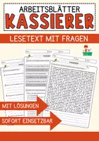 Vorschau - Arbeitsblätter - Kassierer Beruf Arbeitsblätter mit Fragen + Lösungen Deutsch DaZ AB - Deckblatt
