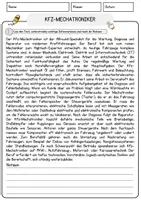 Vorschau - Arbeitsblätter - Kfz-Mechatroniker Beruf Arbeitsblätter mit Fragen + Lösungen Deutsch DaZ AB - Seite 1