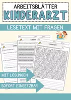Vorschau - Arbeitsblätter - Kinderarzt Beruf Arbeitsblätter mit Fragen + Lösungen Deutsch DaZ AB - Deckblatt