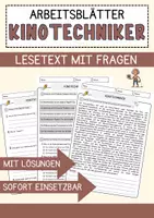 Vorschau - Arbeitsblätter - Kinotechniker Beruf Arbeitsblätter mit Fragen + Lösungen Deutsch DaZ AB - Deckblatt