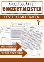 Vorschau - Arbeitsblätter - Konzertmeister Beruf Arbeitsblätter mit Fragen + Lösungen Deutsch DaZ AB - Deckblatt