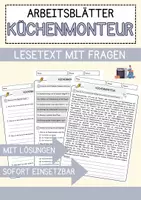 Vorschau - Arbeitsblätter - Küchenmonteur Beruf Arbeitsblätter mit Fragen + Lösungen Deutsch DaZ AB - Deckblatt