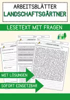 Vorschau - Arbeitsblätter - Landschaftsgärtner Beruf Arbeitsblätter mit Fragen + Lösungen Deutsch DaZ AB - Deckblatt