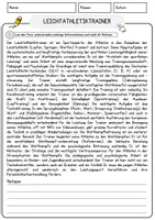 Vorschau - Arbeitsblätter - Leichtathletiktrainer Beruf Arbeitsblätter mit Fragen + Lösungen Deutsch DaZ AB - Seite 1