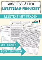 Vorschau - Arbeitsblätter - Livestream-Produzent Beruf Arbeitsblätter mit Fragen + Lösungen Deutsch DaZ AB - Deckblatt