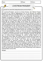 Vorschau - Arbeitsblätter - Livestream-Produzent Beruf Arbeitsblätter mit Fragen + Lösungen Deutsch DaZ AB - Seite 1