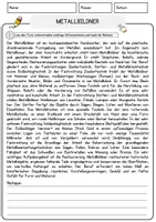 Vorschau - Arbeitsblätter - Metallbildner Beruf Arbeitsblätter mit Fragen + Lösungen Deutsch DaZ AB - Seite 1