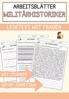 Vorschau - Arbeitsblätter - Militärhistoriker Beruf Arbeitsblätter mit Fragen + Lösungen Deutsch DaZ AB - Deckblatt