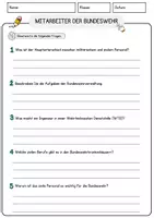 Vorschau - Arbeitsblätter - Mitarbeiter der Bundeswehr Beruf Arbeitsblätter mit Fragen + Lösungen Deutsch DaZ AB - Seite 3