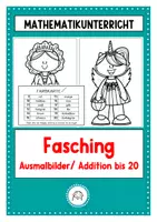 Vorschau - Arbeitsblätter - Rechnen und malen bis 20. Fasching - Deckblatt