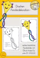 Vorschau - Mal- und Bastelvorlagen - Drachen Herbst Fensterdeko Fensterbilder Kunst Öltrick kostenlos - Deckblatt