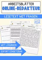 Vorschau - Arbeitsblätter - Online-Redakteur Beruf Arbeitsblätter mit Fragen + Lösungen Deutsch DaZ AB - Deckblatt