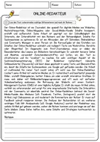 Vorschau - Arbeitsblätter - Online-Redakteur Beruf Arbeitsblätter mit Fragen + Lösungen Deutsch DaZ AB - Seite 1