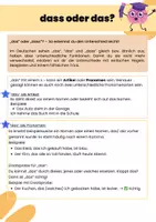 Vorschau - Arbeitsblätter - dass_das Erklärungen, Übungen und Spezialaufgaben - Deckblatt