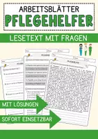 Vorschau - Arbeitsblätter - Pflegehelfer Beruf Arbeitsblätter mit Fragen + Lösungen Deutsch DaZ AB - Deckblatt