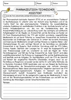 Vorschau - Arbeitsblätter - Pharmazeutisch-technischer Assistent Beruf Arbeitsblätter mit Fragen + Lösungen Deutsch DaZ AB - Seite 1